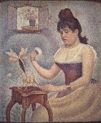 Georges Seurat Young woman Powdering Herself oil painting artist